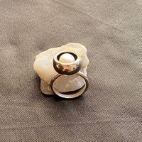 Масивен сребърен пръстен с перла, снимка 1 - Пръстени - 45494400
