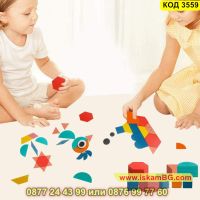 Детска образователна игра Монтесори с цветни геометрични фигури от 155 части - КОД 3559, снимка 4 - Образователни игри - 45305688