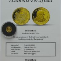 Златна монета "Хелмут Кол" 0.60g 2005, снимка 2 - Нумизматика и бонистика - 45483864