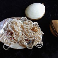 Колиета от речни перли и голяма седефена мида-кутия седеф и др, снимка 1 - Бижутерийни комплекти - 45854381