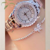Уникален дамски часовник с циферблат, покрит с камъни., снимка 1 - Дамски - 45852020