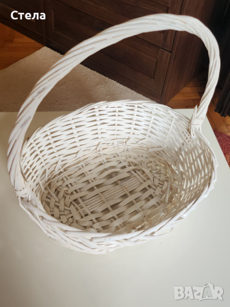 Подаръчна бяла кошница, овална кошница, снимка 1