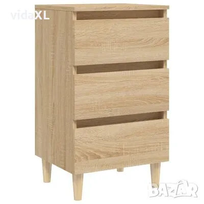 vidaXL Нощно шкафче с крака от дърво масив, дъб сонома, 40x35x69 см（SKU:805893, снимка 1