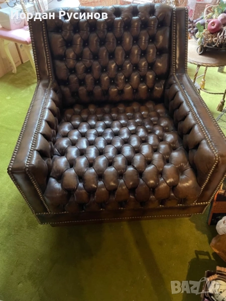 3 броя уникални честърфийлд кресла ръчна изработка ест кожа фотьойли, снимка 1