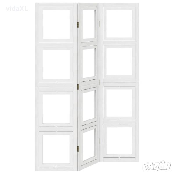 vidaXL Разделител за стая, 3 панела, бял, дърво пауловния масив(SKU:358685, снимка 1