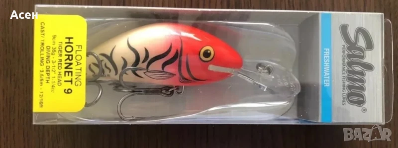 Воблери Salmo Hornet 9 Tiger Red Head, снимка 1