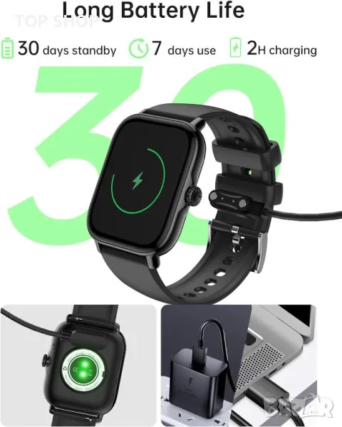 IFMDA Смарт часовникза мъже - 1,85" с отговор на повикване, водоустойчив, за Android iOS, снимка 1