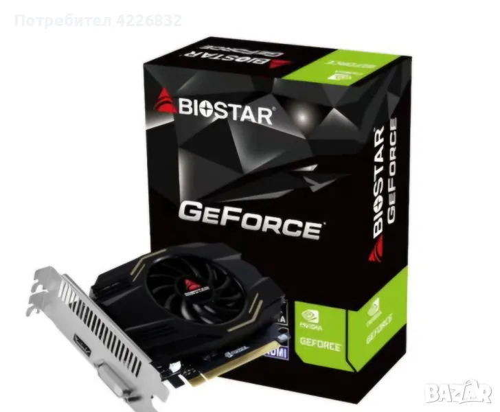 Видео карта BIOSTAR GeForce GT1030, 4GB, DDR4, 64bi, снимка 1