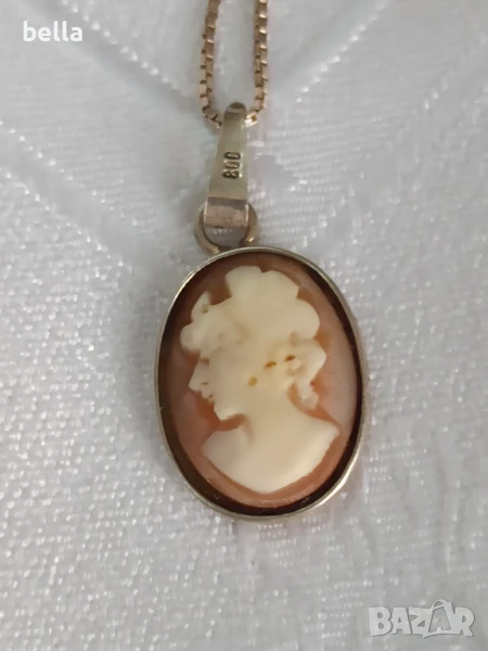 Сребърно старо антикварно колие - медальон камея -800 проба., снимка 1