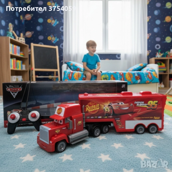 Радиоуправляем камион Mack Rust-eze Transporter с Мълнията Маккуин, снимка 1