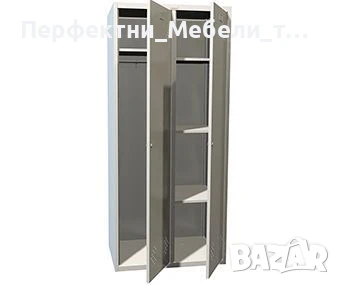 2-крилен  метален гардероб с рафтове и закачалки,комбиниран метален гардероб с 2 врати, снимка 1