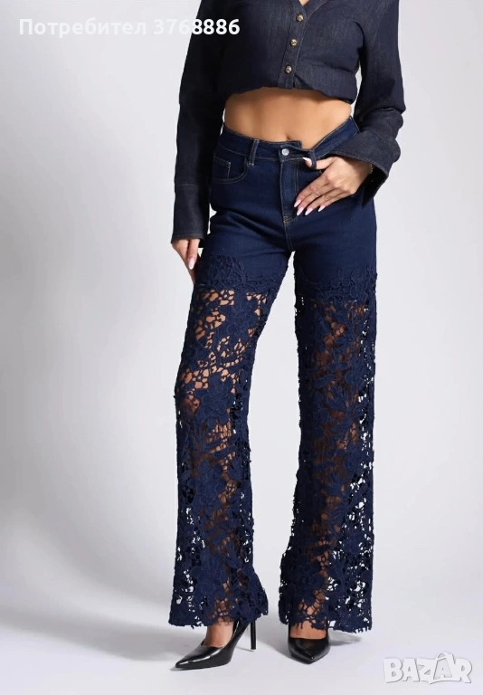 Страхотни дънки с дантела 🤍S,M,L  Най-добрата цена в интернет : 40€ 🌸, снимка 1