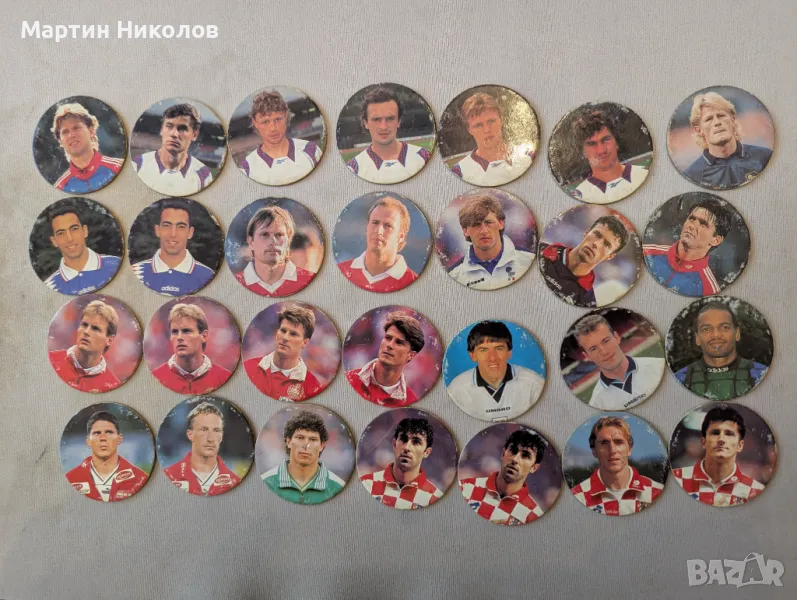 Лот Panini Snickers Caps от Евро 1996 - 28 броя, снимка 1