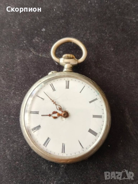 Швейцарски джобен часовник с посребрени капаци - ПЕРФЕКТЕН, снимка 1