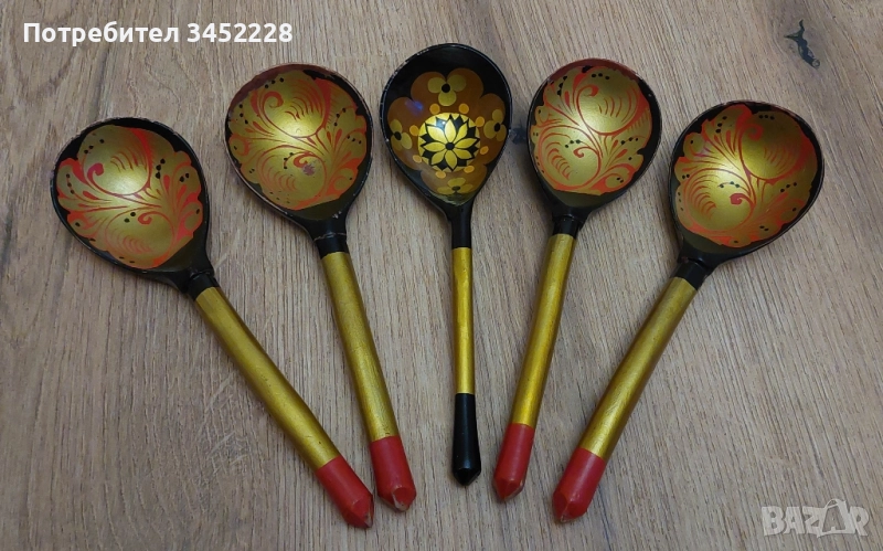 сувенири дървени хохлома Русия за ценители 5 броя , снимка 1