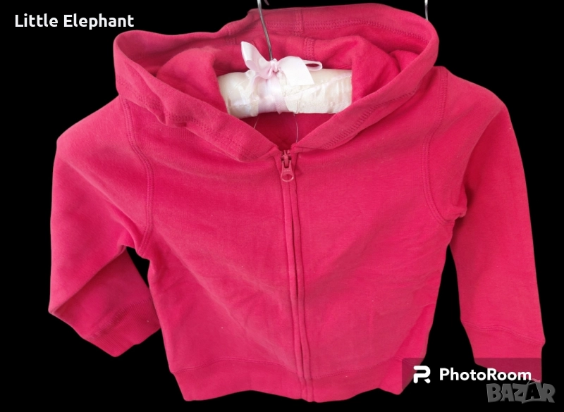 Червен суитчер с цип и качулка за 2-3 год момиченце,plein,Англия/нов, снимка 1