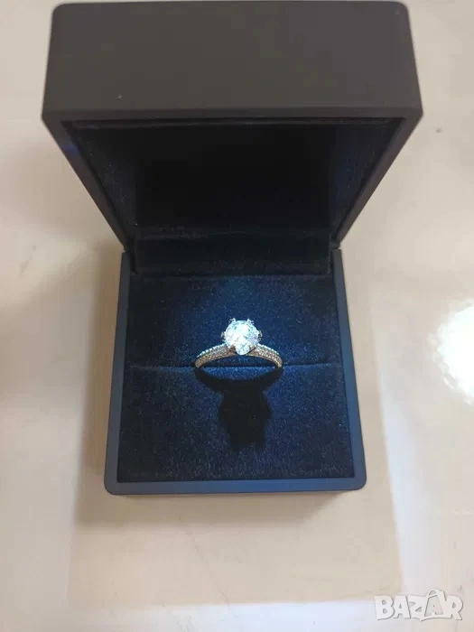 Сребърен пръстен с цирконий, проба 925, НОВ, размер 6, размер 7, снимка 1