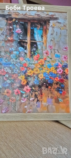 Очарователна цветна стенна картина с прозорец - Модерен минималистичен декор за стени, снимка 1