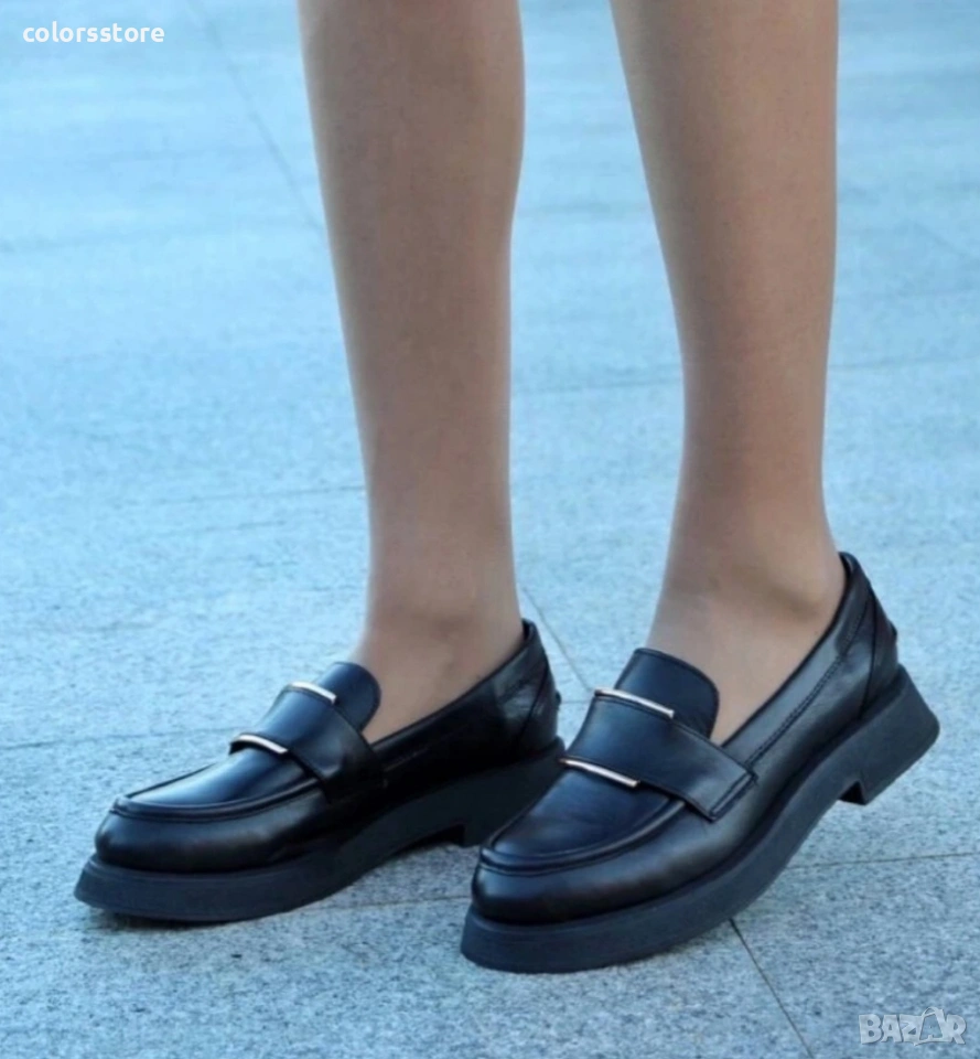 Равни обувки - черна ЕСТЕСТВЕНА кожа - 33105, снимка 1