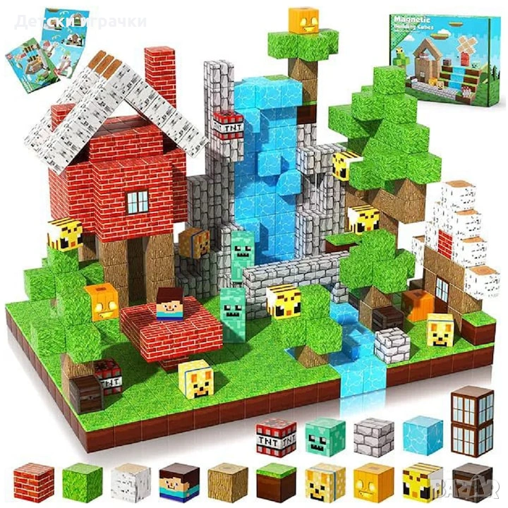 Майнкрафт магнитни 3D кубчета 100/50бр, конструктор Minecraft, снимка 1
