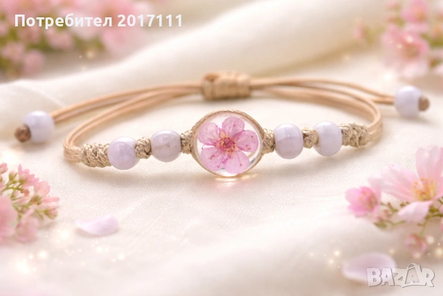 Елегантна гривна с естествено цвете – символ на нежност и стил