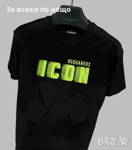 Icon DSQUARED2 Мъжка Черна Тениска👕Мъжка Блуза С Къс Ръкав В Черен Цвят Айкън Дискуаред2 Код I_7