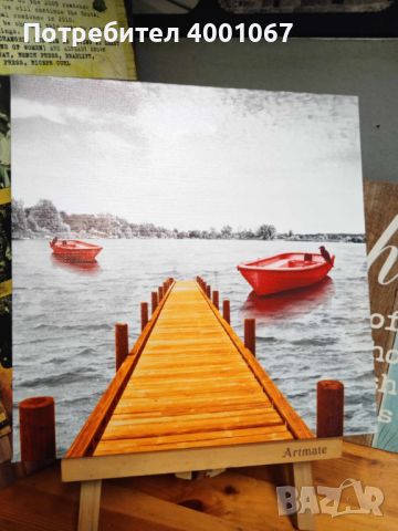 картина пано Езеро с лодки от Италия, снимка 2 - Картини - 45680256