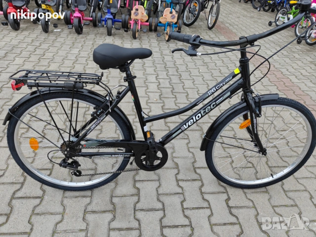 SPRINT Алуминиев велосипед 26" Velotec CITY черен, снимка 2 - Велосипеди - 53918344