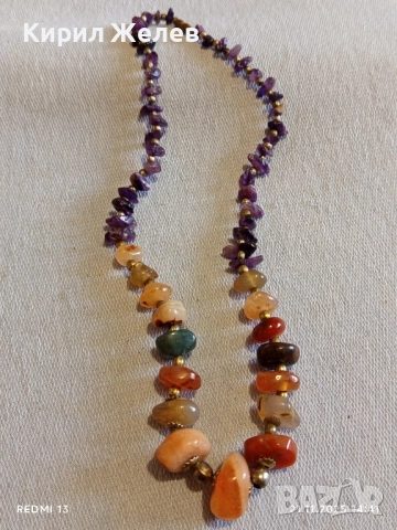 КОЛИЕ от АМЕТИСТ и КАРНЕОЛ с МЪНИСТА от ЕСТЕСТВЕНИ КАМЪНИ 27080, снимка 7 - Колиета, медальони, синджири - 52493160