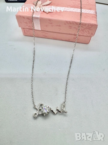 Сребърно колие с мойсанит (Диамант) 1 карат, снимка 7 - Колиета, медальони, синджири - 53331609