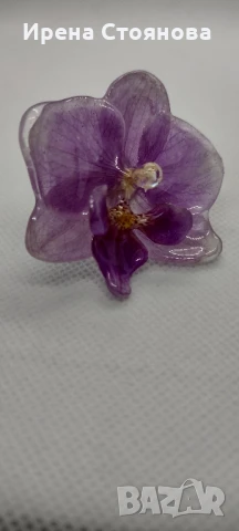 Регулируем пръстен с естествен цвят на орхидея. , снимка 11 - Пръстени - 50565167