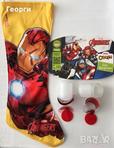 Коледни чорапчета с играчки на Kinder и Zaini от Италия. Iron Man, Mickey Mouse, Donald Duck, Marvel