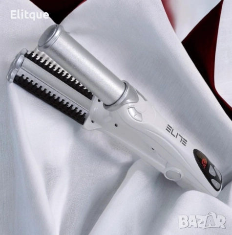Преса за коса и къдрици ELITE HSB-0462 2 в 1 с мощност 40W. LCD дисплей, керамичен цилиндър, снимка 2 - Друга електроника - 52853936
