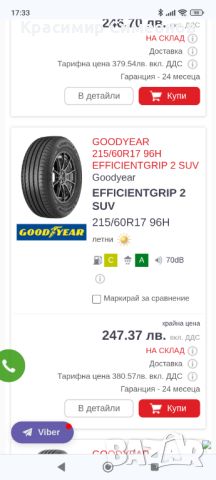 Нови летни гуми Good  year 215/60/17, снимка 5 - Гуми и джанти - 46771890