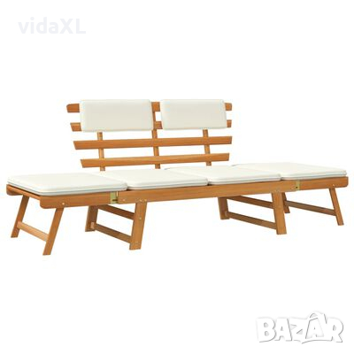 vidaXL Градинска пейка с възглавници 2-в-1, 190 см, акация масив(SKU:42647
