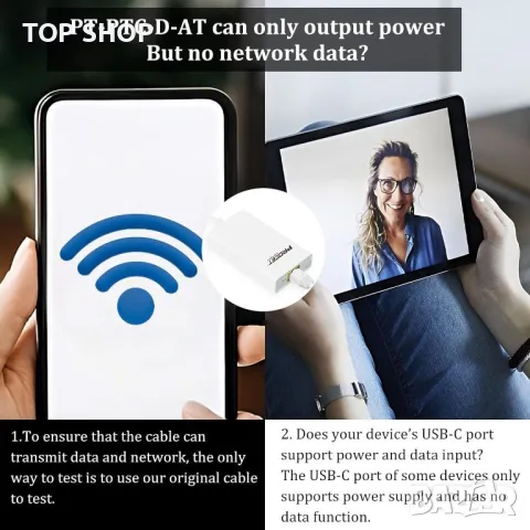 PROCET PoE+ към Type C Ethernet адаптер конвертор 23W,IEEE802.3at PD3.0 захранване и данни към USB С, снимка 6 - Друга електроника - 49785460
