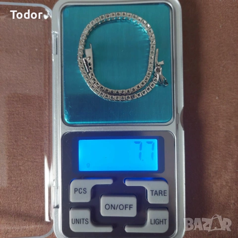 Сребърна тенис гривна проба 925, снимка 3 - Гривни - 54255328