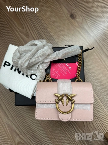 Оригинална чанта Pinko micro model в розов цвят