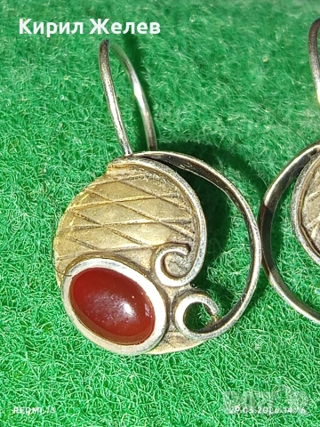 Бохемски стил Артистични сребърни обеци с червен КЕХЛИБАР 54190, снимка 5 - Обеци - 54014454