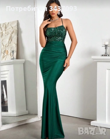 Дълга официална рокля в зелено, снимка 3 - Рокли - 52000433