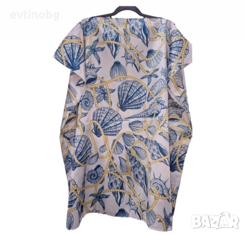 Лятна плажна туника от коприна, с артистични и морски десени, снимка 14 - Туники - 54133531