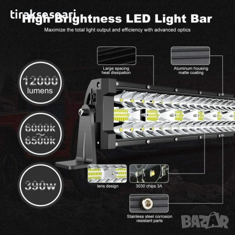 81см 585W 9D LED Bar триредов комбиниран прожектор 12000lm 12V 24V IP67, снимка 5 - Аксесоари и консумативи - 54275440