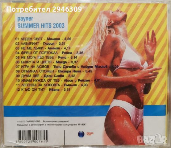 Payner Summer Hits 2003, снимка 2 - CD дискове - 45829542