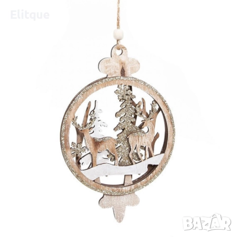 Дървена украса със северни елени за елха, снимка 3 - Други стоки за дома - 52820175