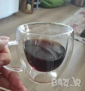 Стъклена чаша за кафе с двойно дъно 200ml