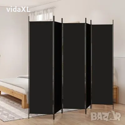 vidaXL Параван за стая, 5 панела, черен, 250x200 см, текстил(SKU:350189), снимка 2 - Паравани - 49233022