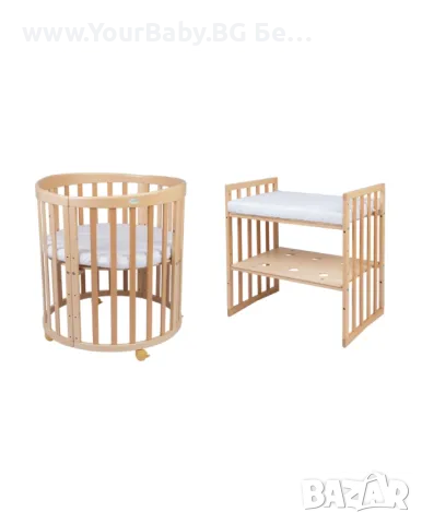 Бяла дървена кошара за бебе 7в1 Овал, Детско легло 0-10 год., снимка 9 - Кошарки - 50281802