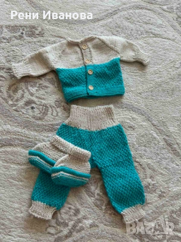 Плетени дрешки за момче, снимка 2 - Комплекти за бебе - 52307120