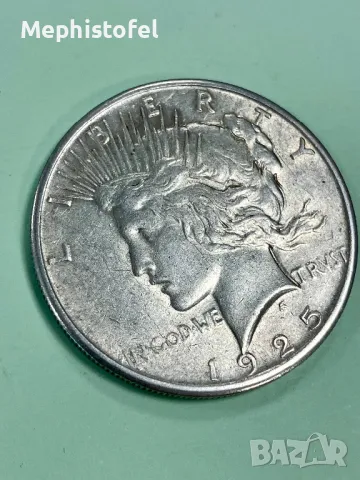 1 долар 1925 г, САЩ / Peace Dollar - сребърна монета, снимка 2 - Нумизматика и бонистика - 49448433