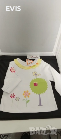 Детска блуза с дълъг ръкав „Птиче и цветя“ – Нова с етикет